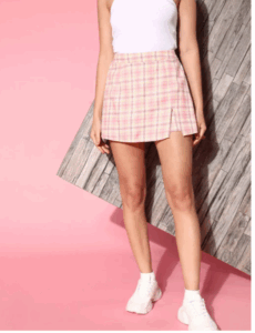 pinked check uniform dressing skirt