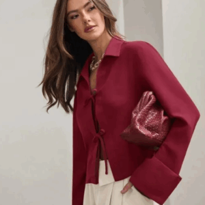 tie up placket blouse